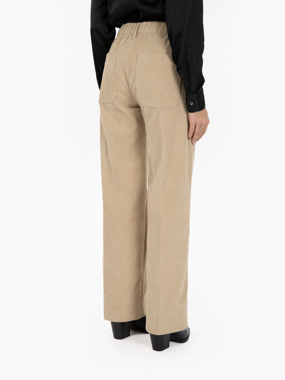 Pantalone Gaia a palazzo in velluto beige