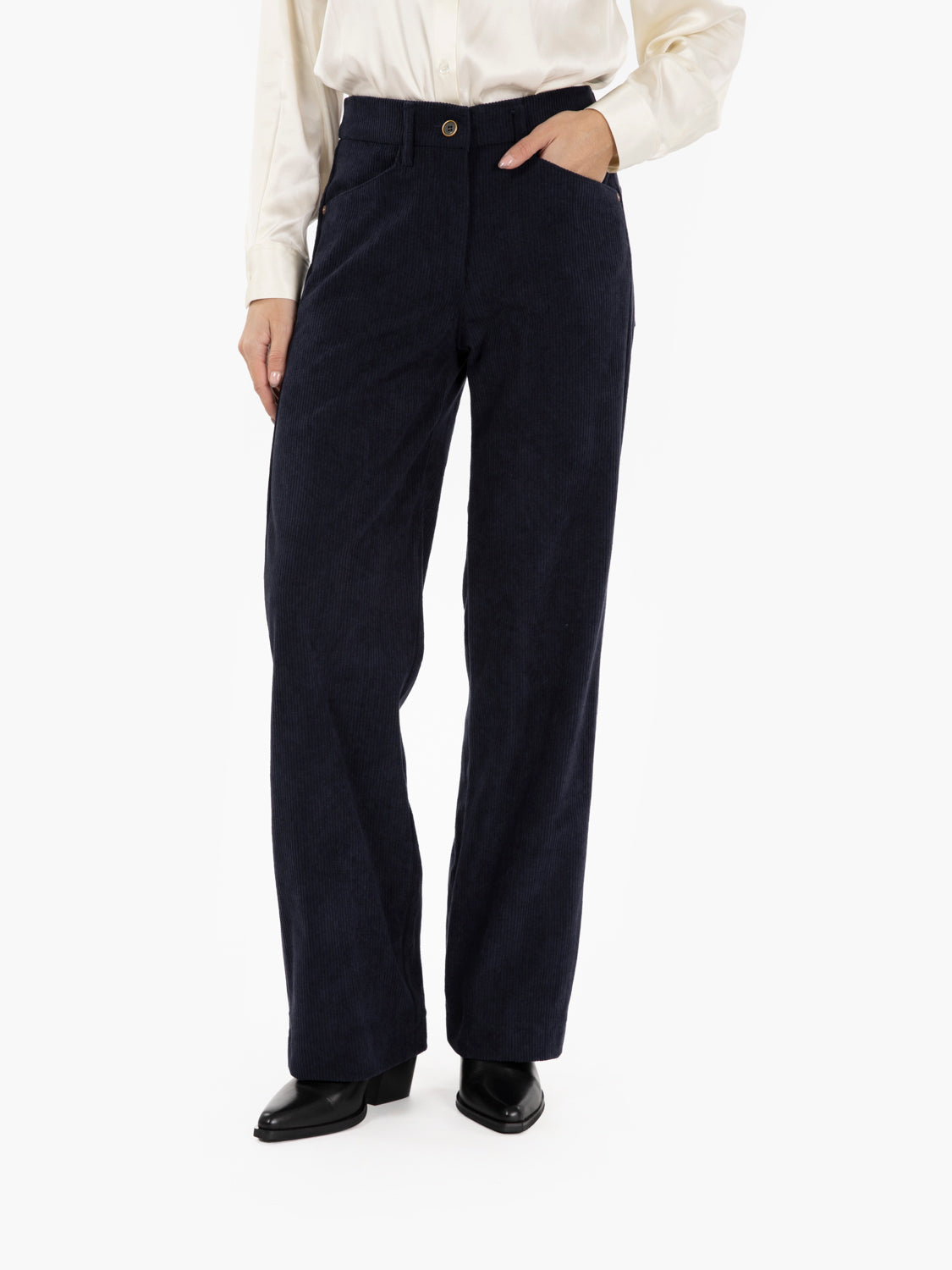 Pantalone Gaia a palazzo in velluto blu