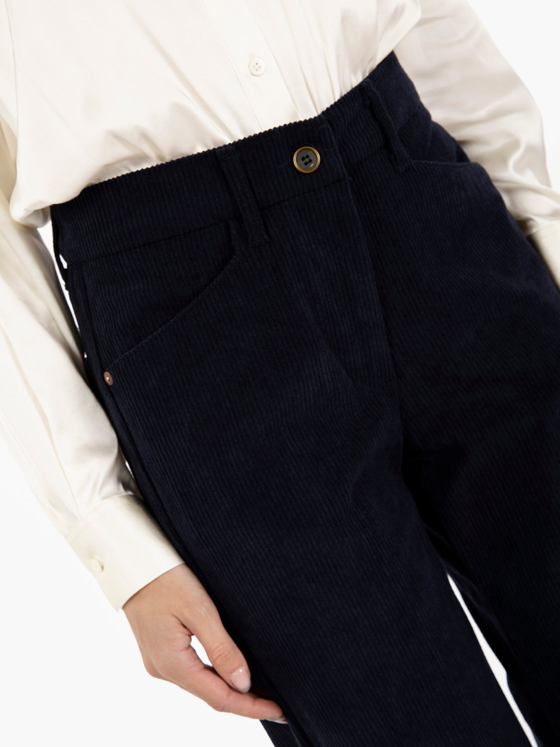 Pantalone Gaia a palazzo in velluto blu
