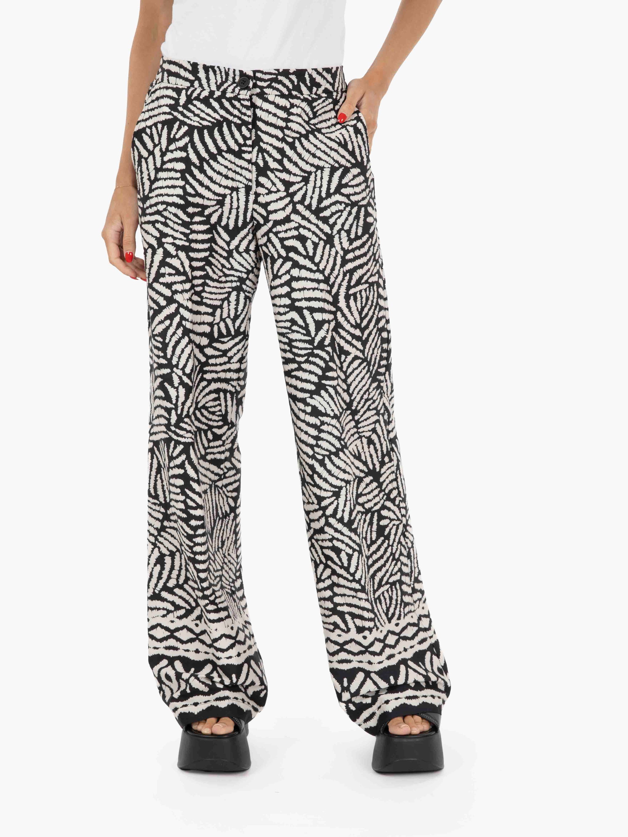 Pantalone in cotone bianco / nero