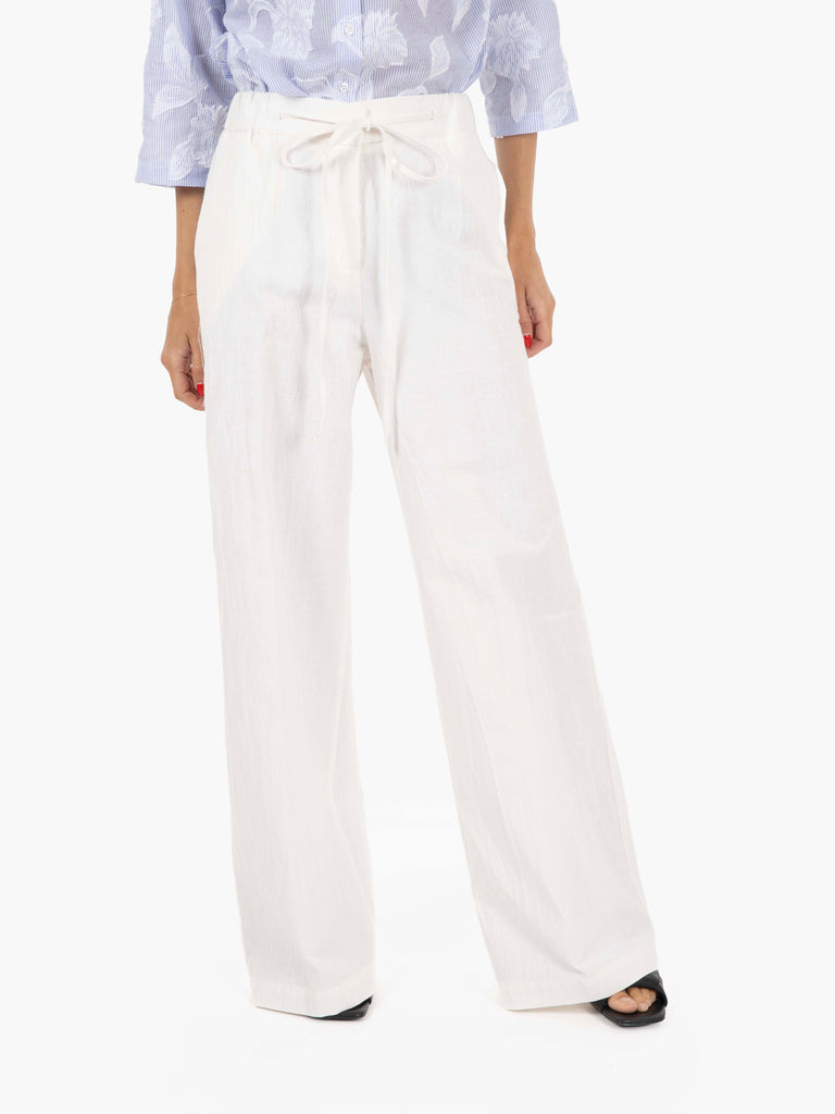 STIMM - Pantalone palazzo con coulisse bianco
