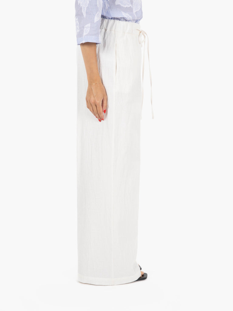 STIMM - Pantalone palazzo con coulisse bianco