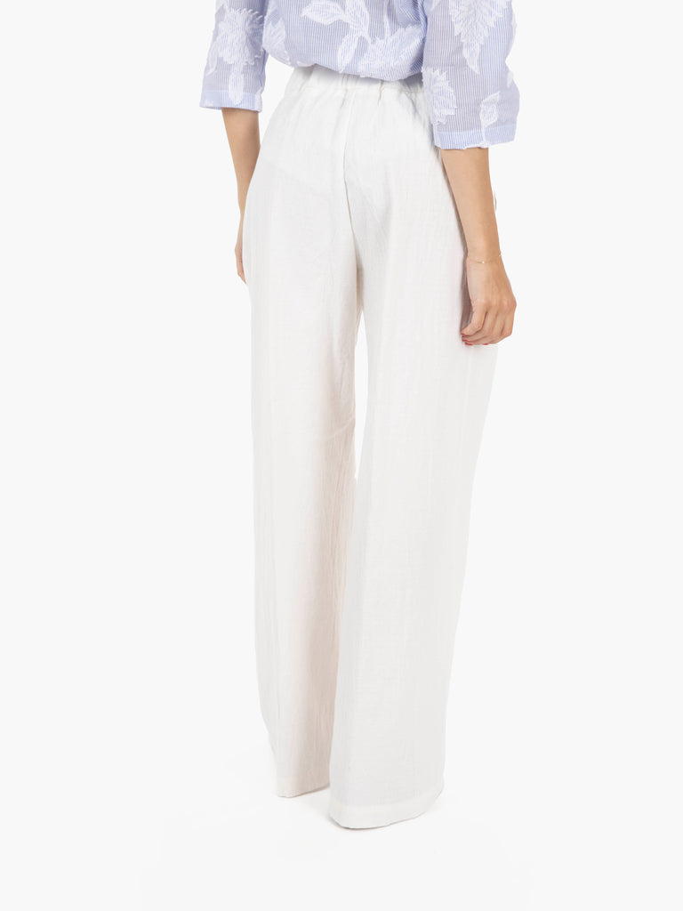 STIMM - Pantalone palazzo con coulisse bianco