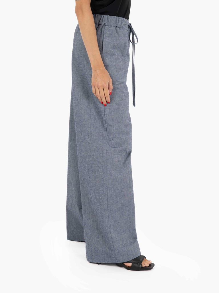 STIMM - Pantalone palazzo con coulisse blu