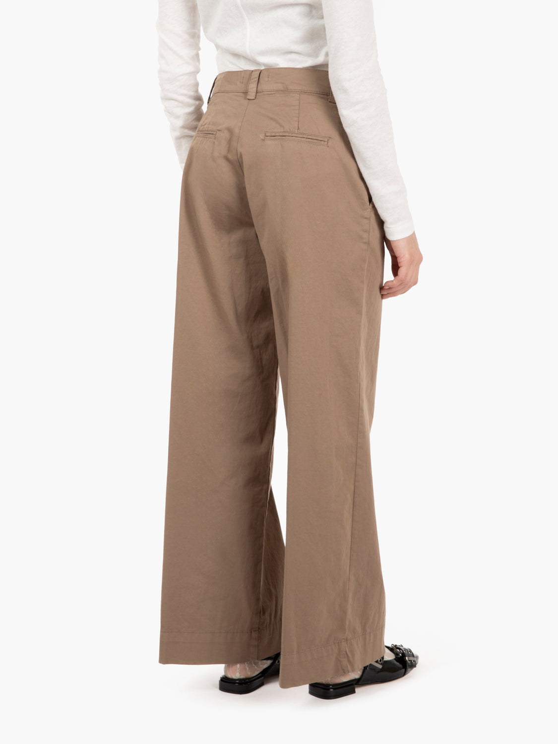 Pantalone palazzo in cotone kaki