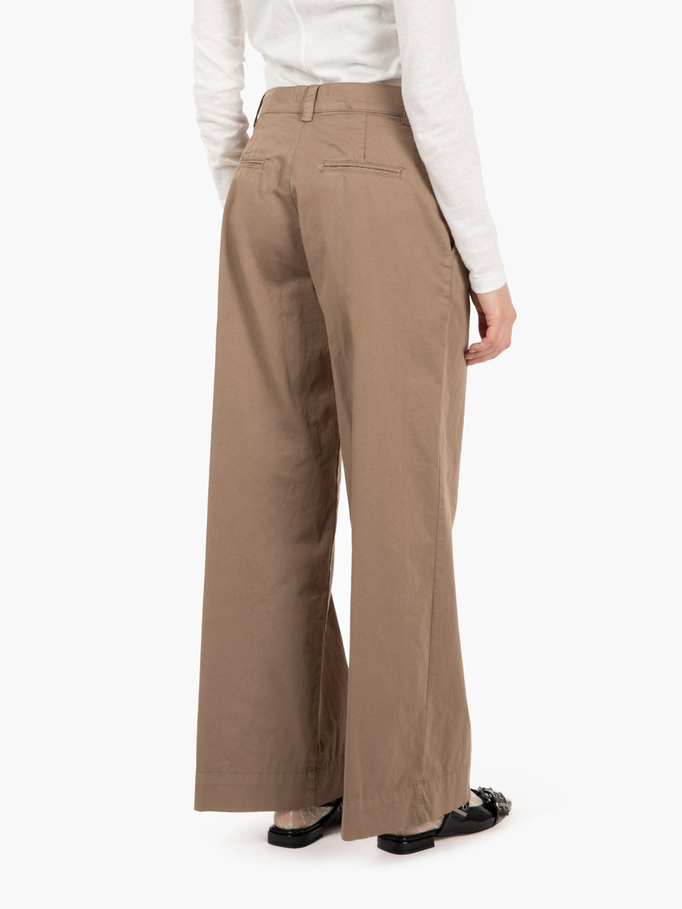 Pantalone palazzo in cotone kaki