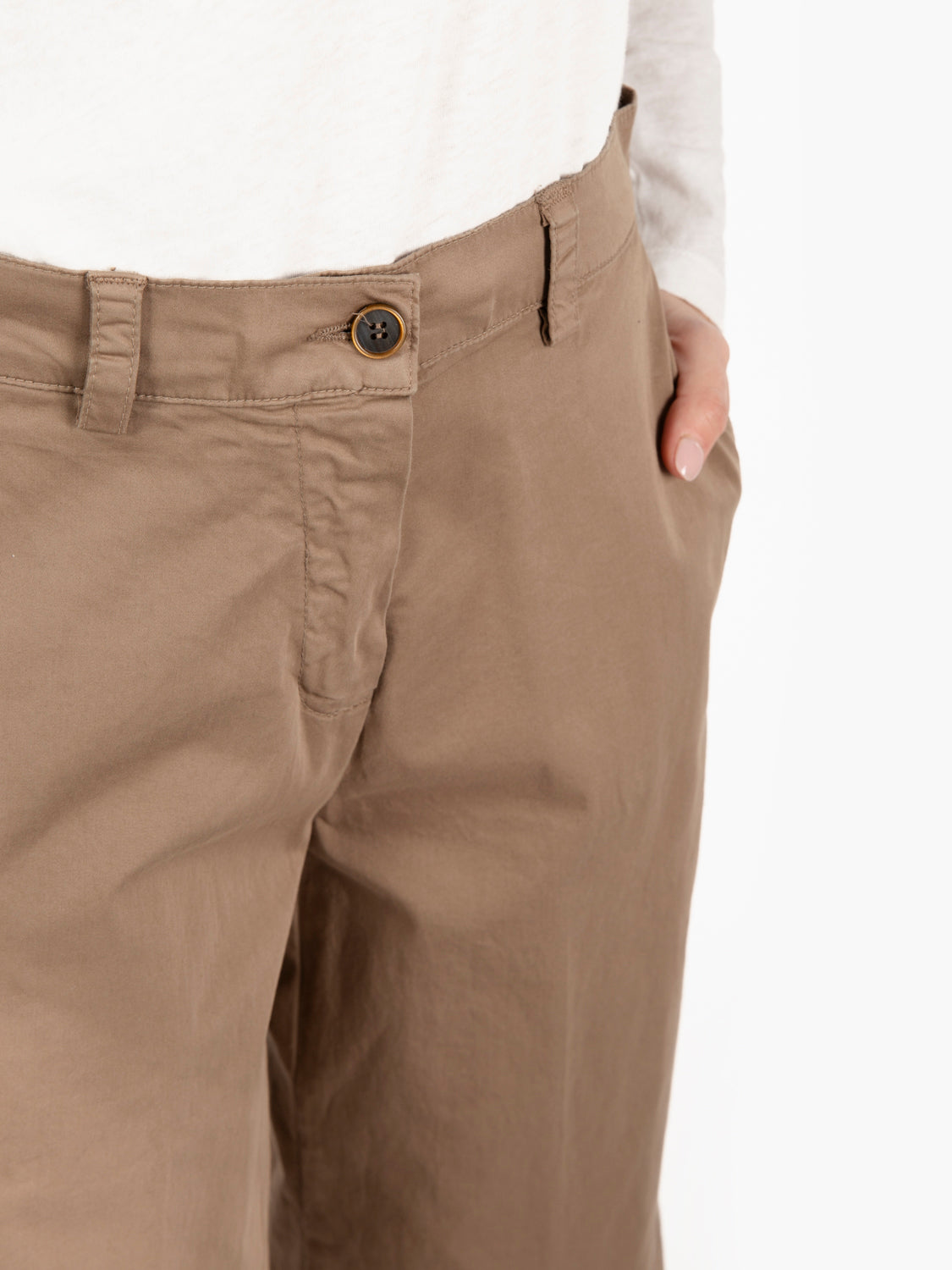 Pantalone palazzo in cotone kaki