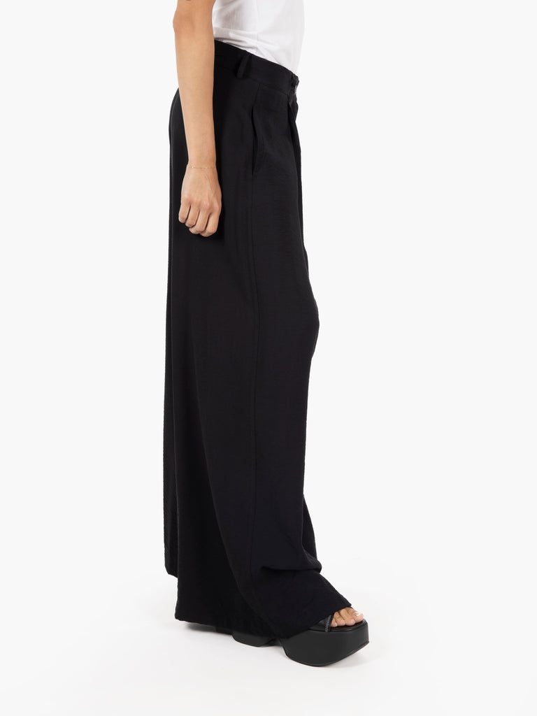 STIMM - Pantalone palazzo misto viscosa nero