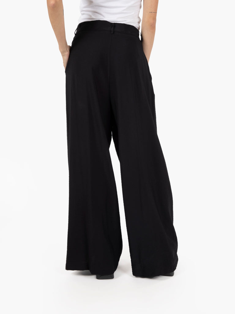 STIMM - Pantalone palazzo misto viscosa nero