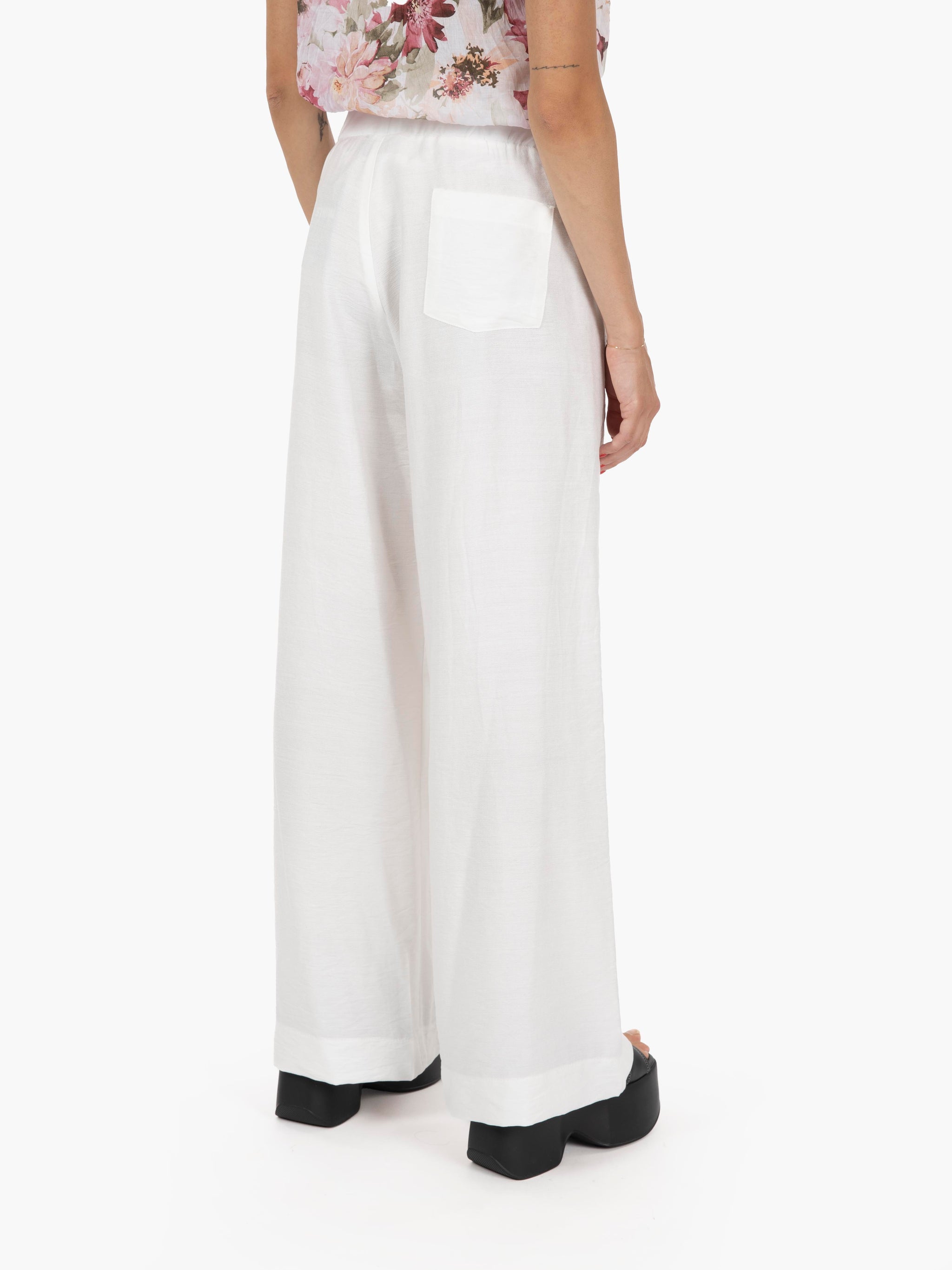 Pantalone Sarah a palazzo fluido bianco