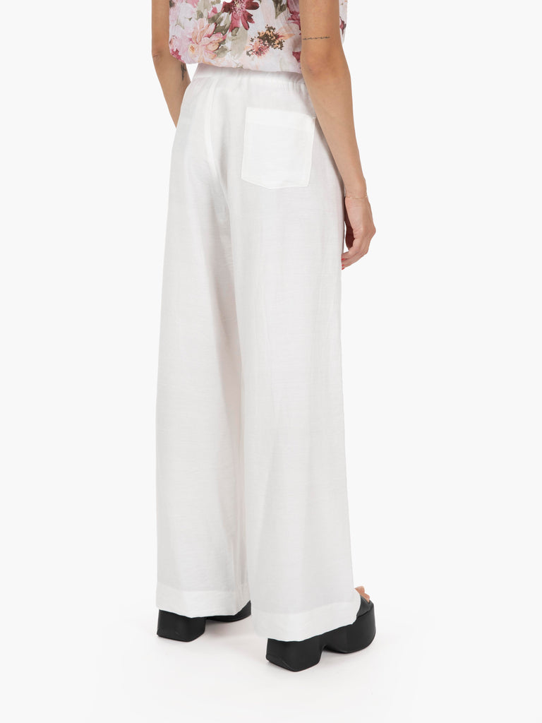 STIMM - Pantalone Sarah a palazzo fluido bianco