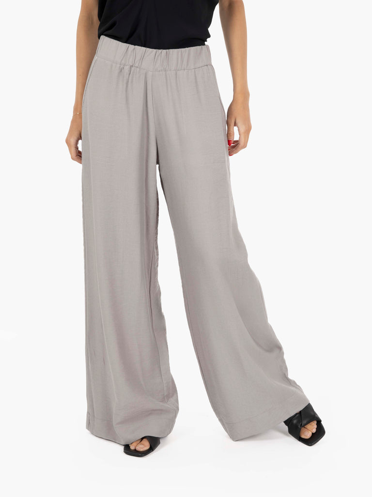 STIMM - Pantalone Sarah a palazzo fluido grigio