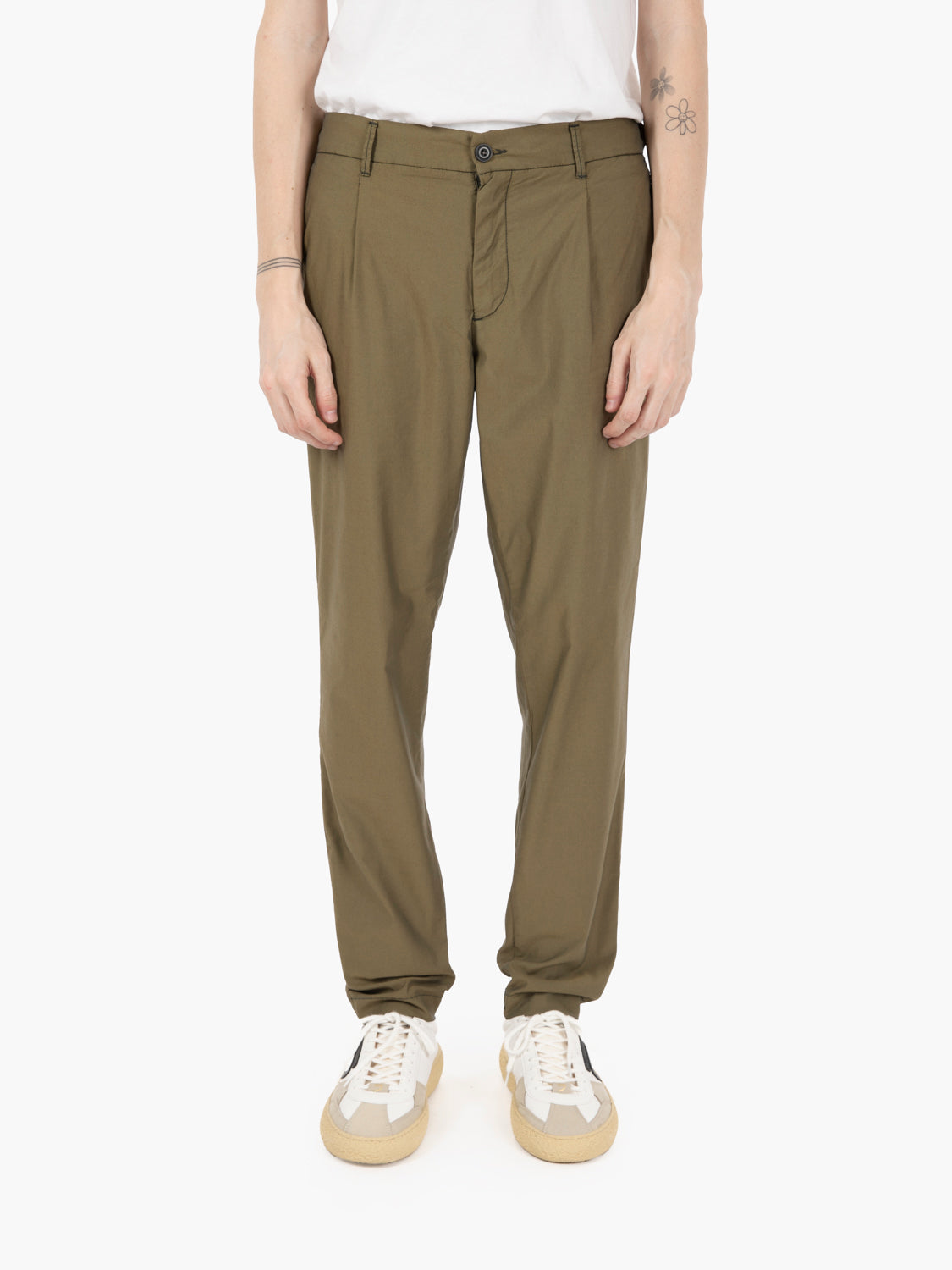 Pantaloni Abel cotone stretch verde militare