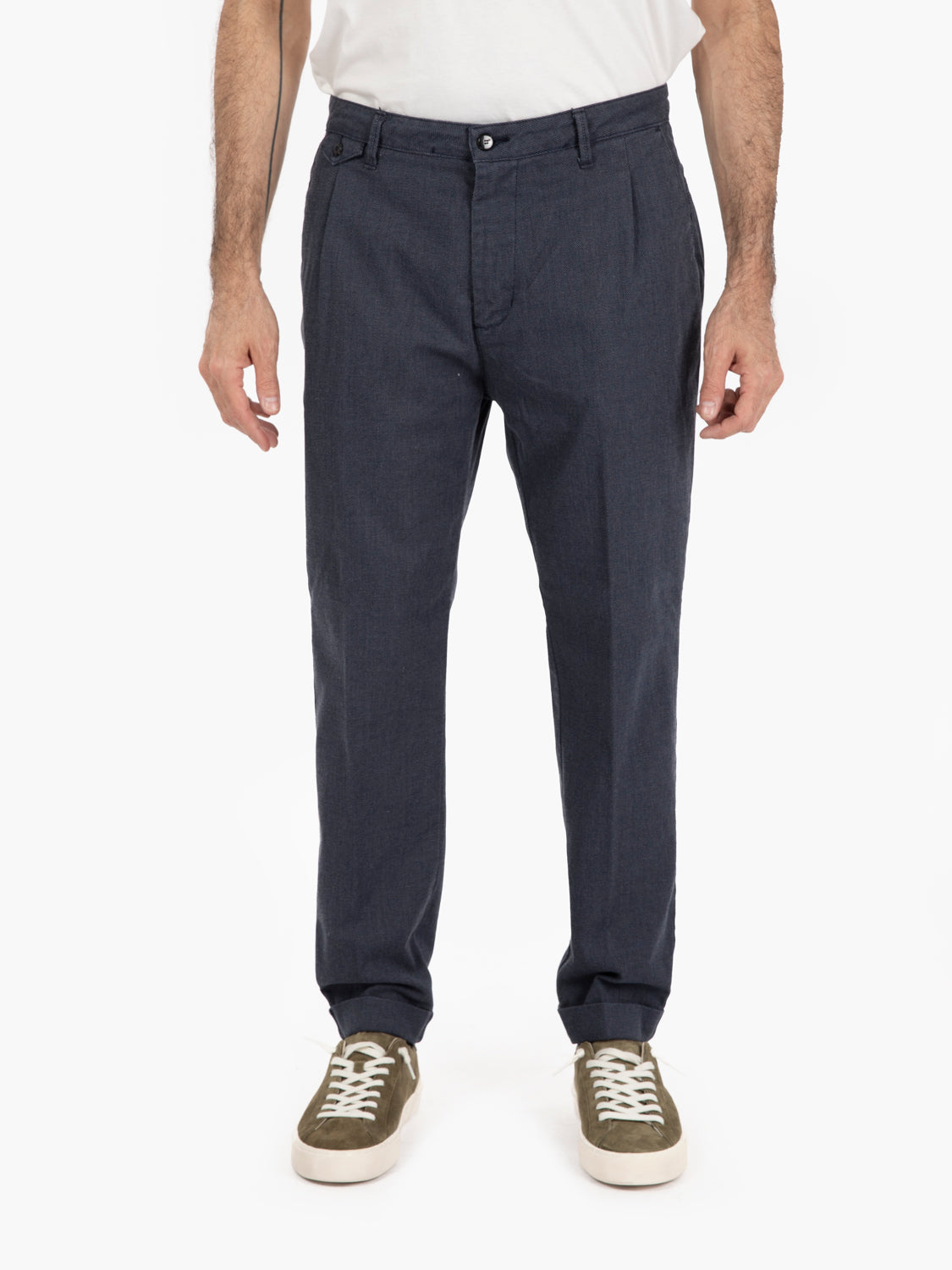 Pantaloni Bormio in tessuto operato blu