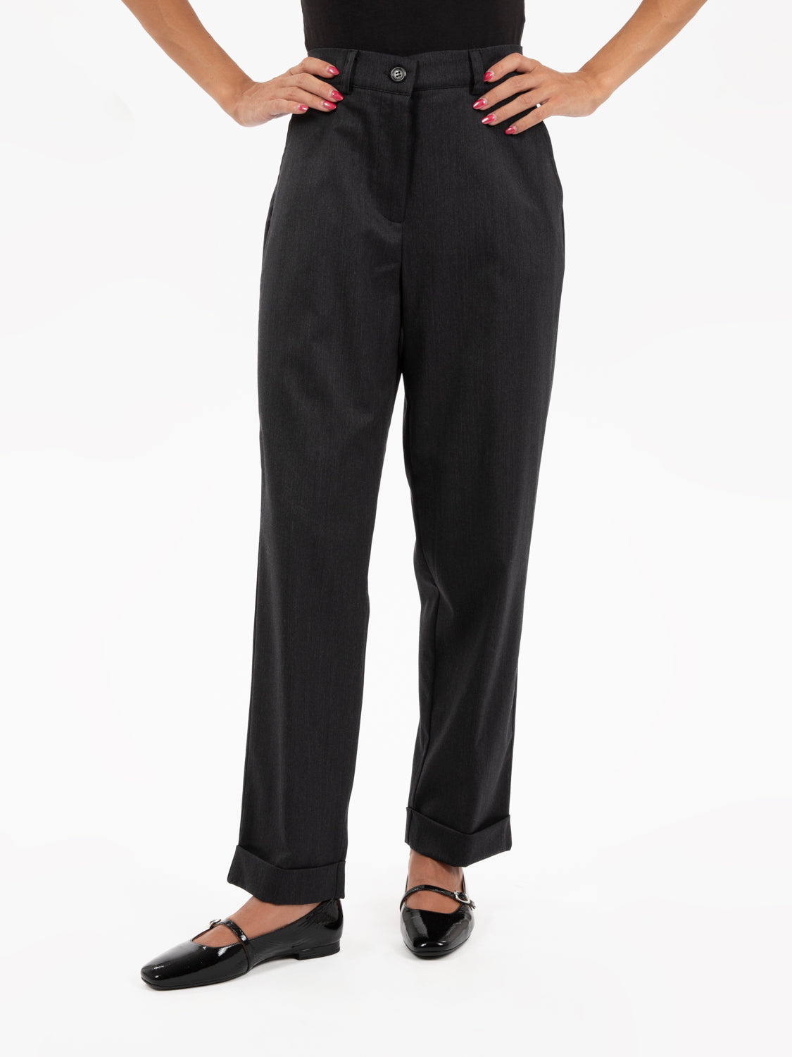 Pantaloni carrot fit grigio antracite