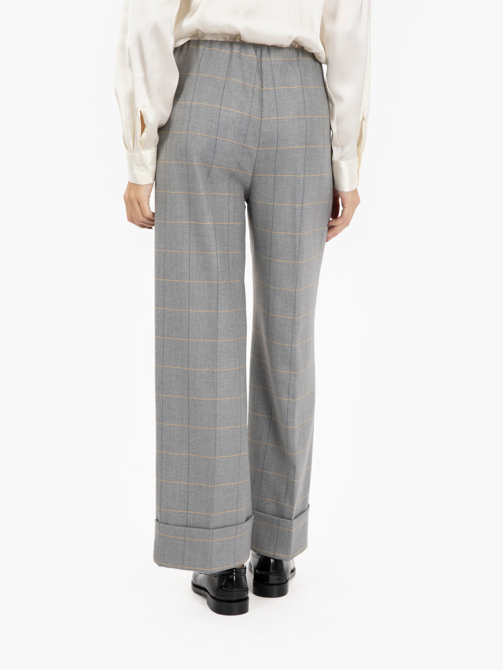 Check trousers with grey turn-ups