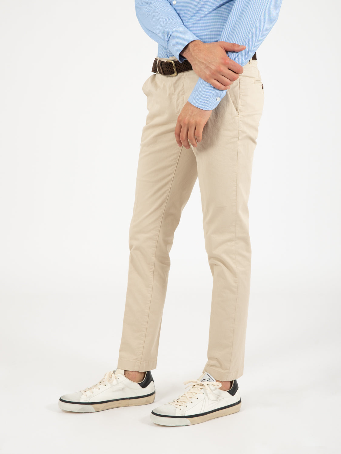 Pantaloni chino in cotone ecru