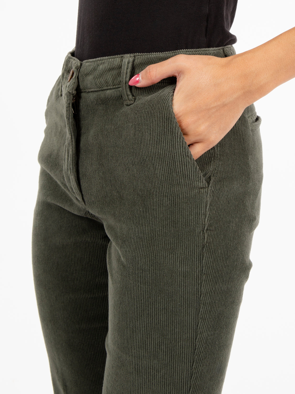 Pantaloni chino in velluto militare