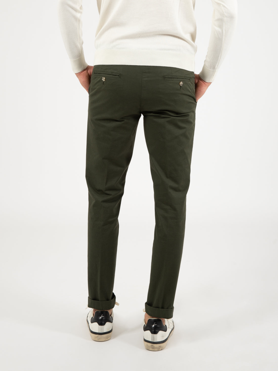 Pantaloni chino in cotone militare