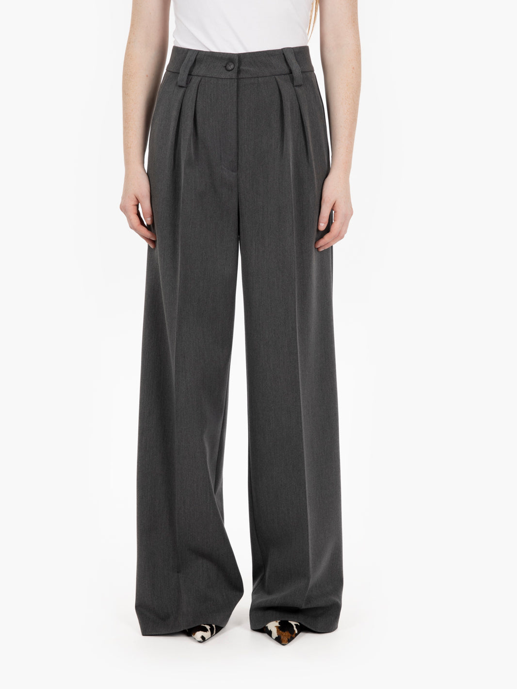 Anthracite double pleat trousers