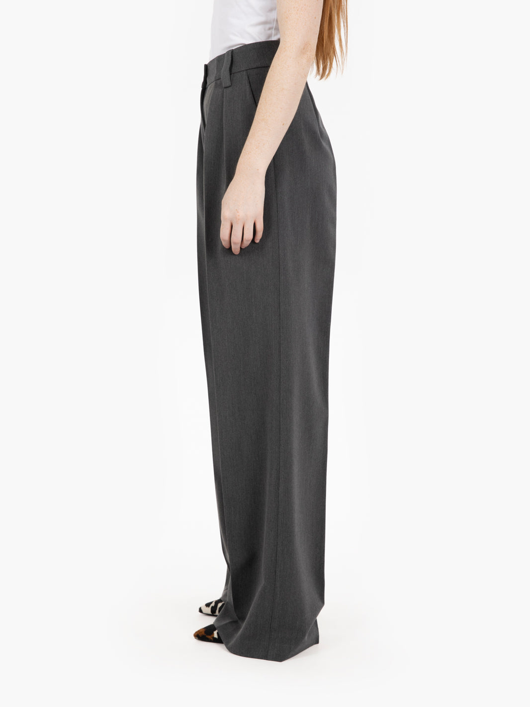 Anthracite double pleat trousers