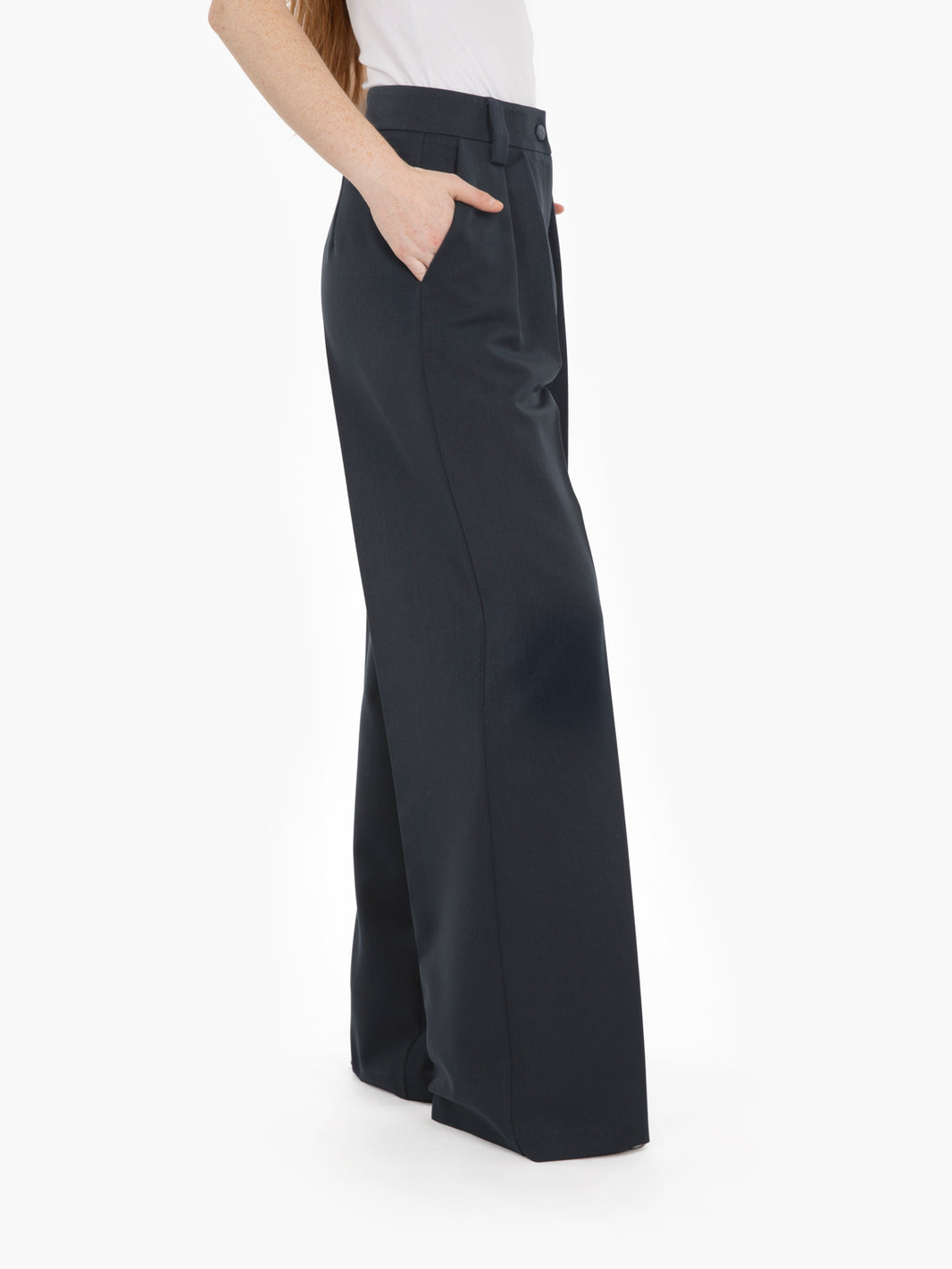 Blue double pleated trousers