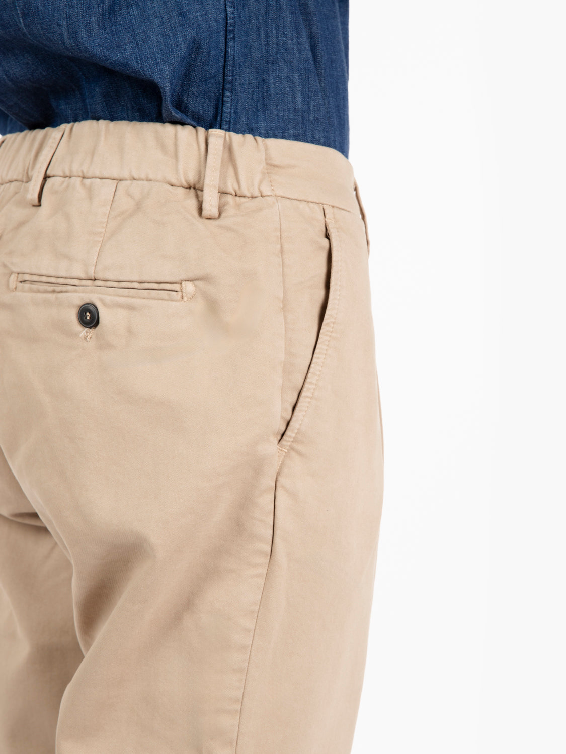 Beige elastic waist trousers