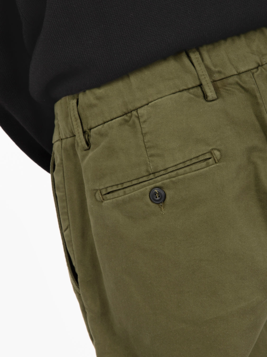 Green elastic waist trousers