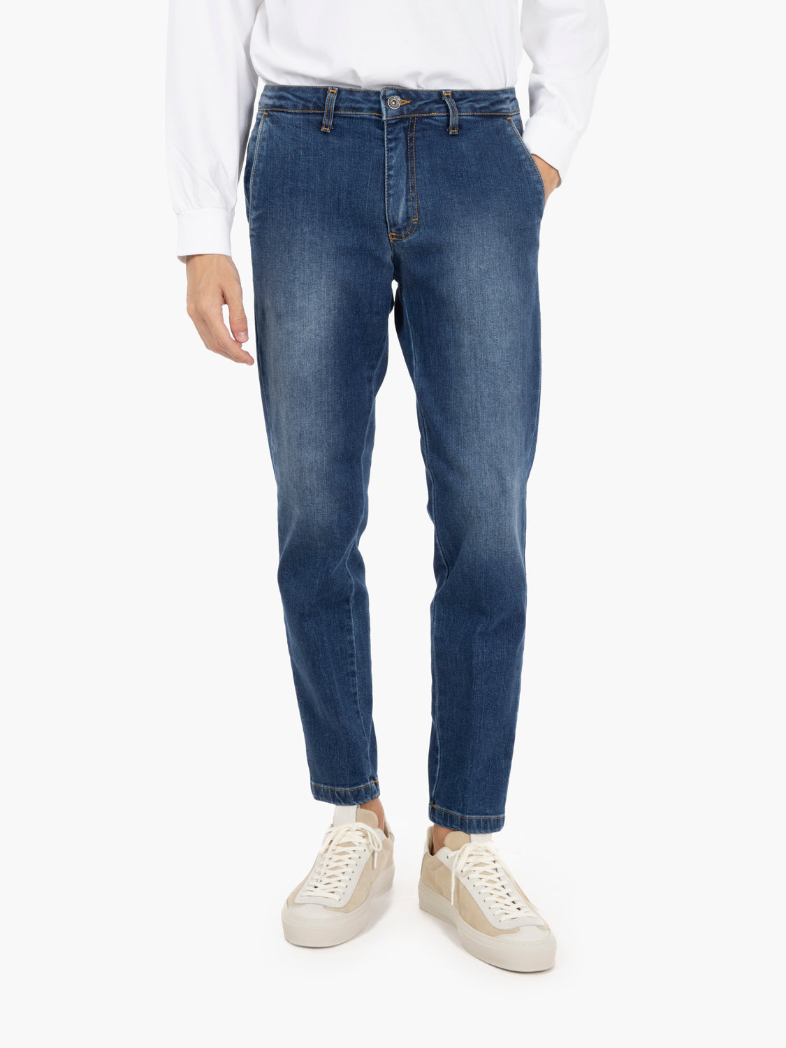 Pantaloni denim tasca americana one wash