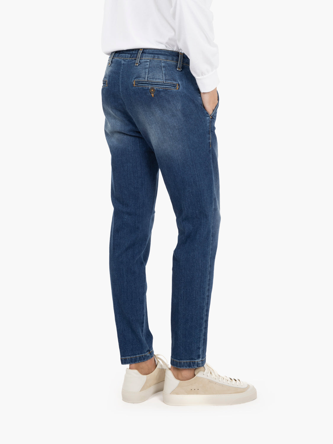 Pantaloni denim tasca americana one wash