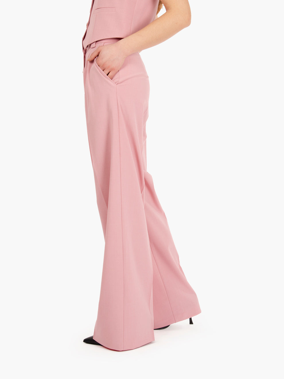 Pink double pleat trousers