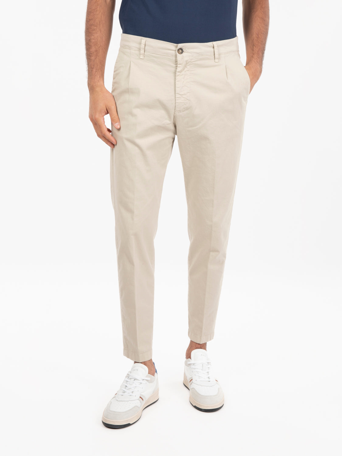 Pantaloni elastico in vita sabbia