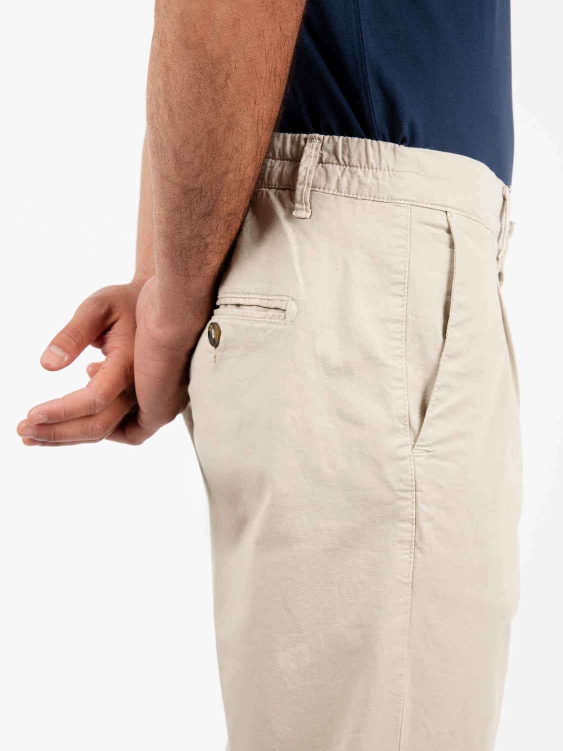 Pantaloni elastico in vita sabbia
