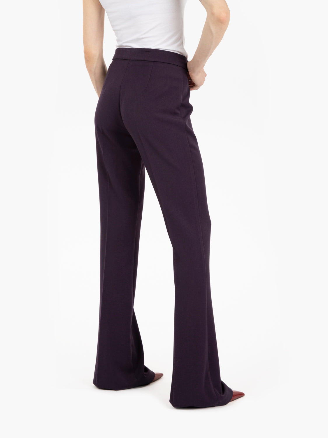 Pantaloni flare melanzana
