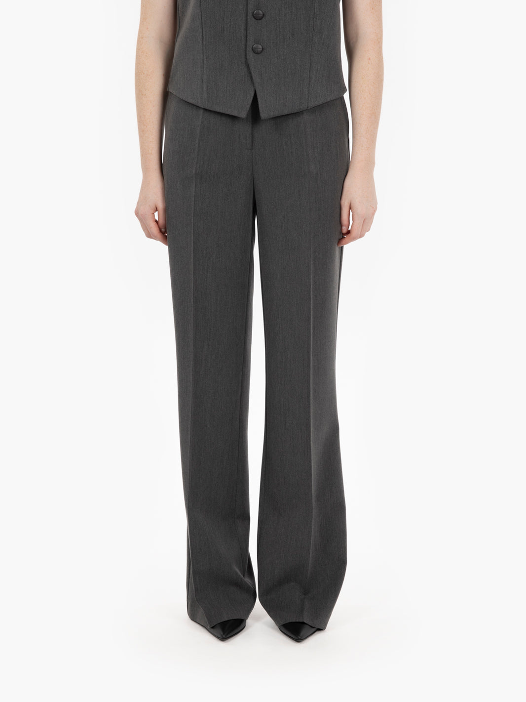Anthracite straight-leg trousers