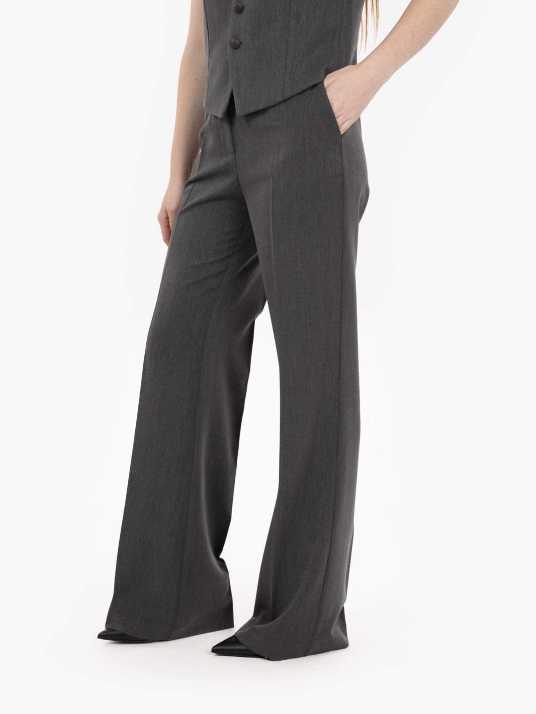 Anthracite straight-leg trousers