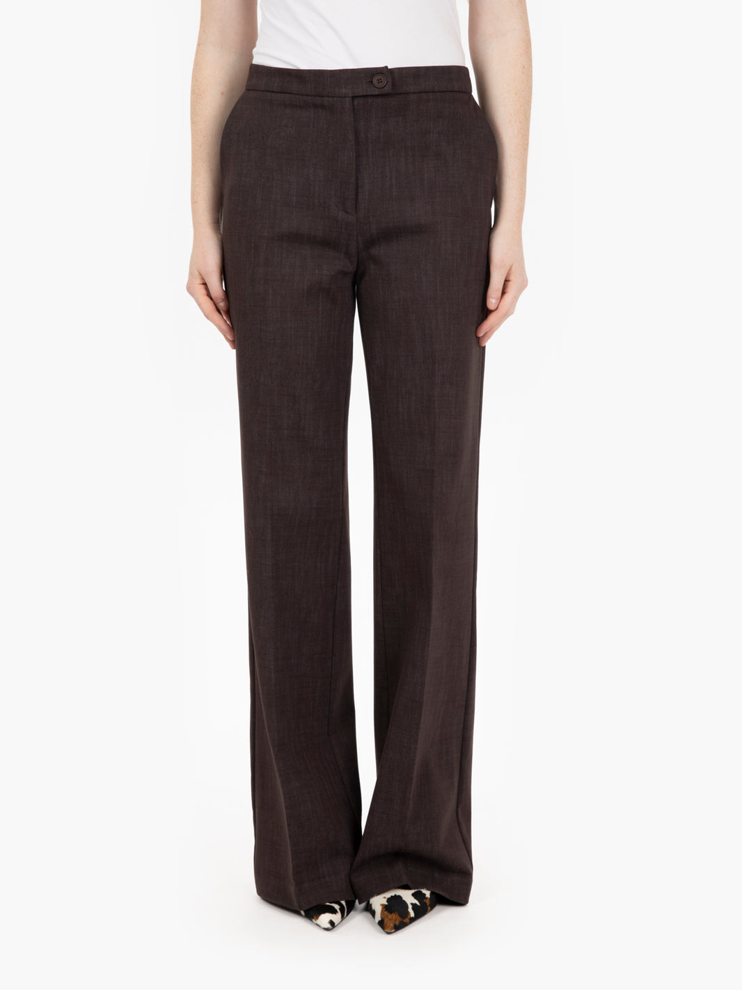 Coffee straight leg trousers