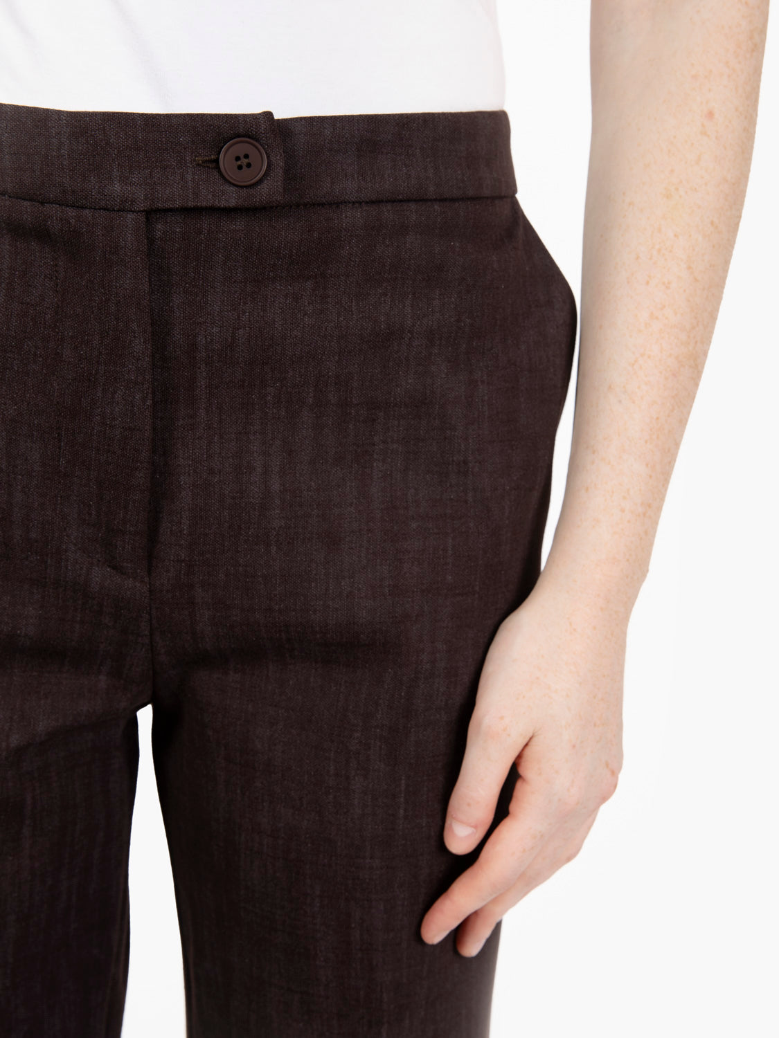 Coffee straight leg trousers