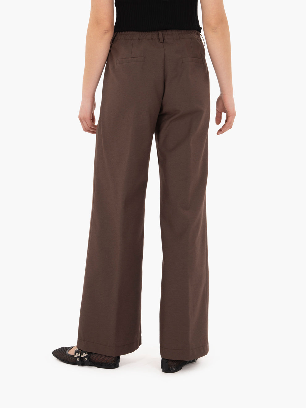 Dark brown cotton blend trousers