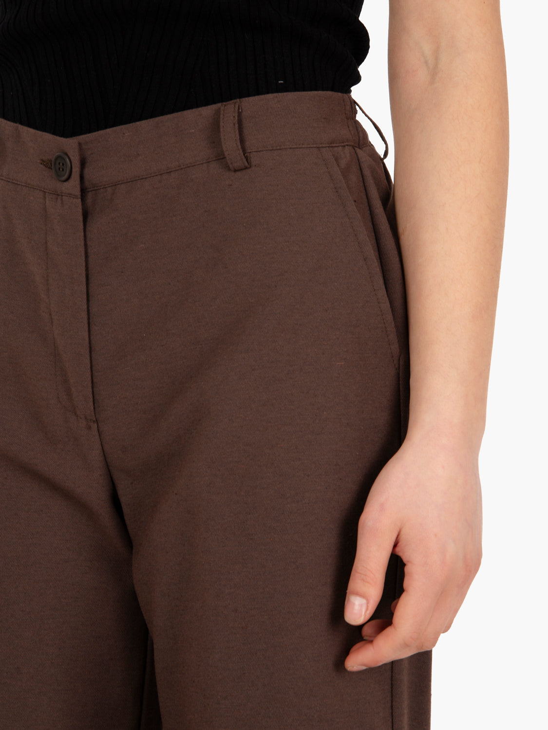Dark brown cotton blend trousers