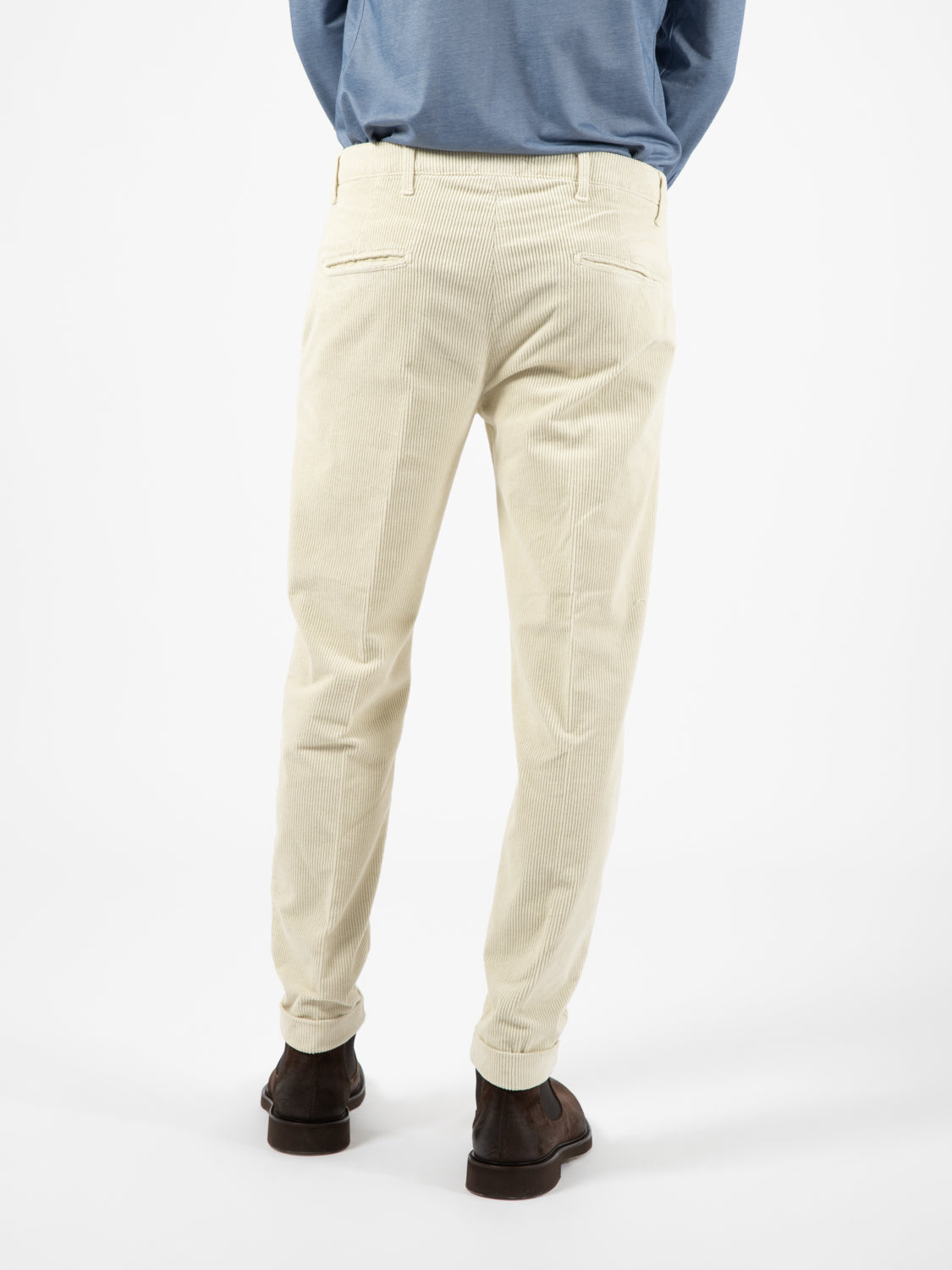Pantaloni in velluto a coste avorio
