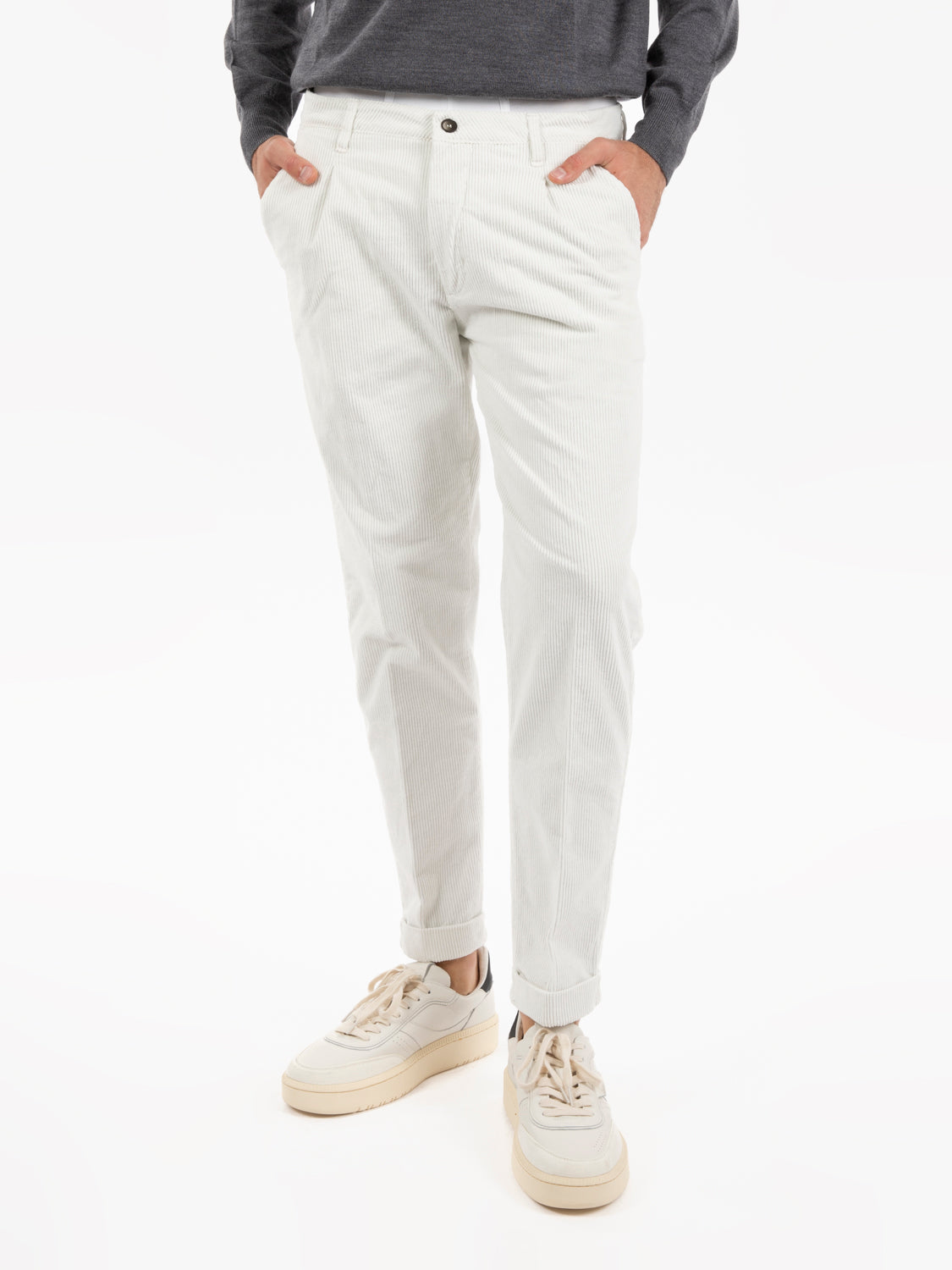 Pantaloni in velluto a coste bianchi
