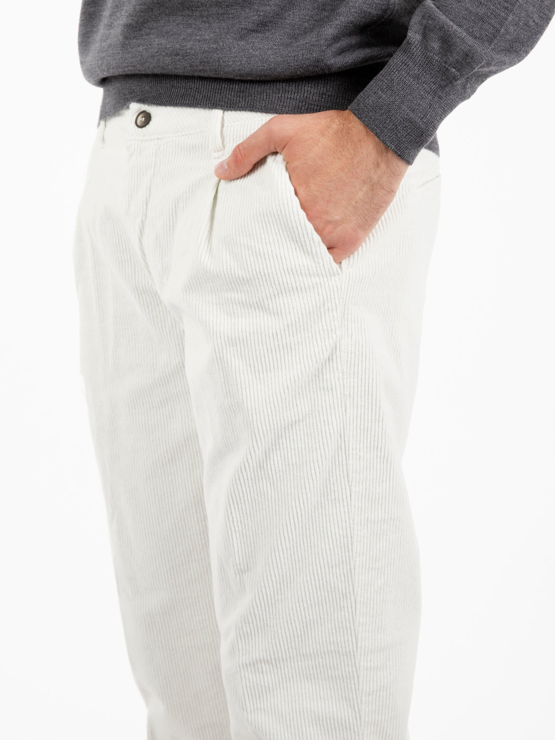 Paolo Pecora Pantaloni Velluto Coste Bianchi Corduroy Trousers
