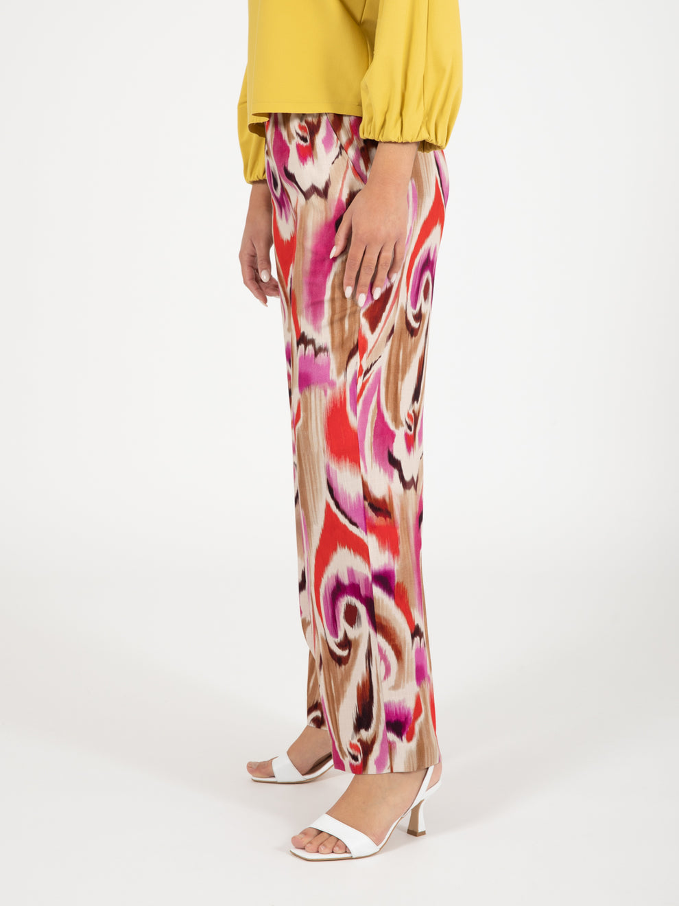 Fuchsia patterned viscose trousers