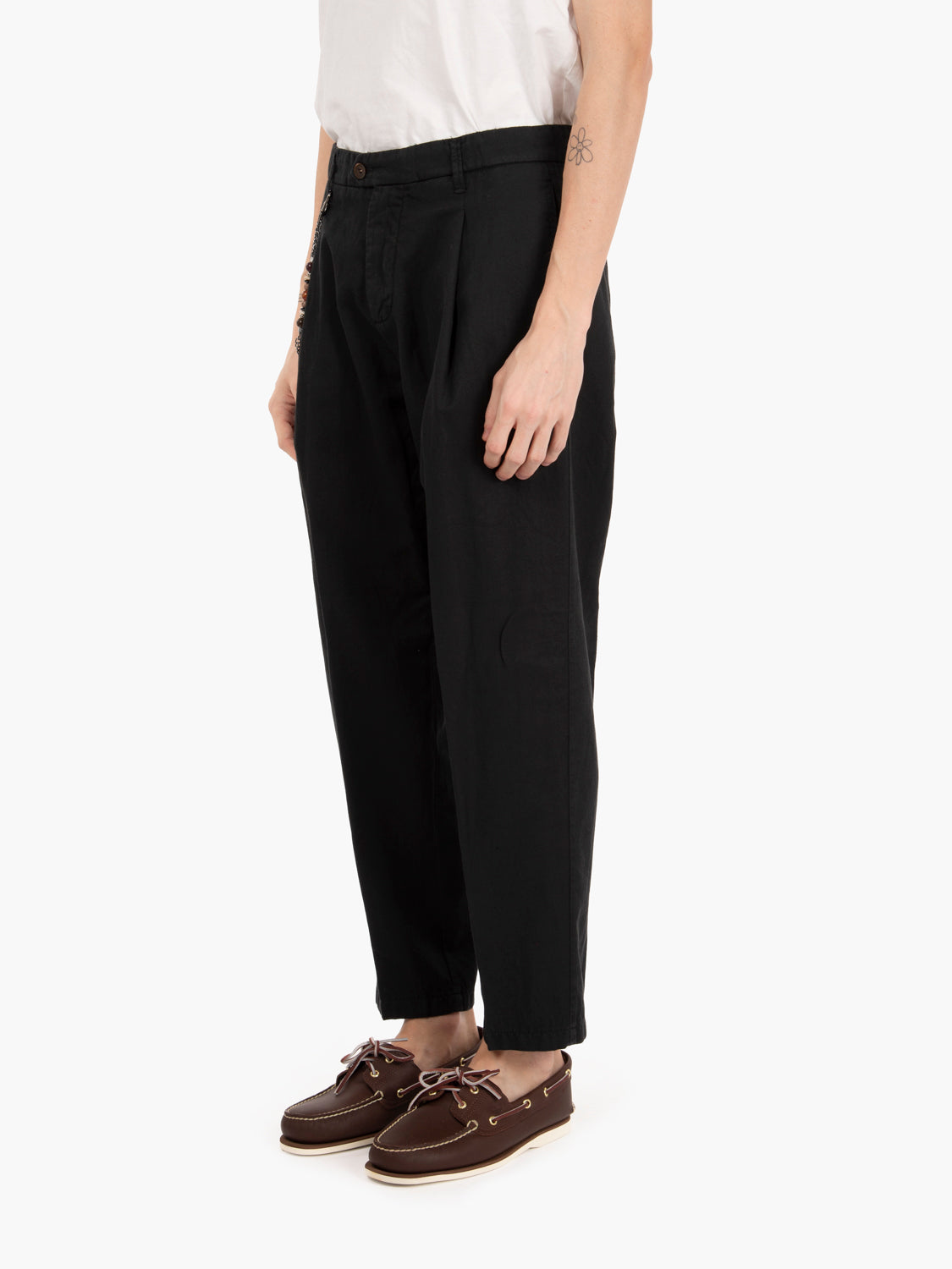 Pantaloni Marte misto lino nero