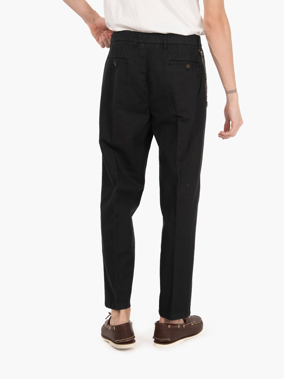Pantaloni Marte misto lino nero