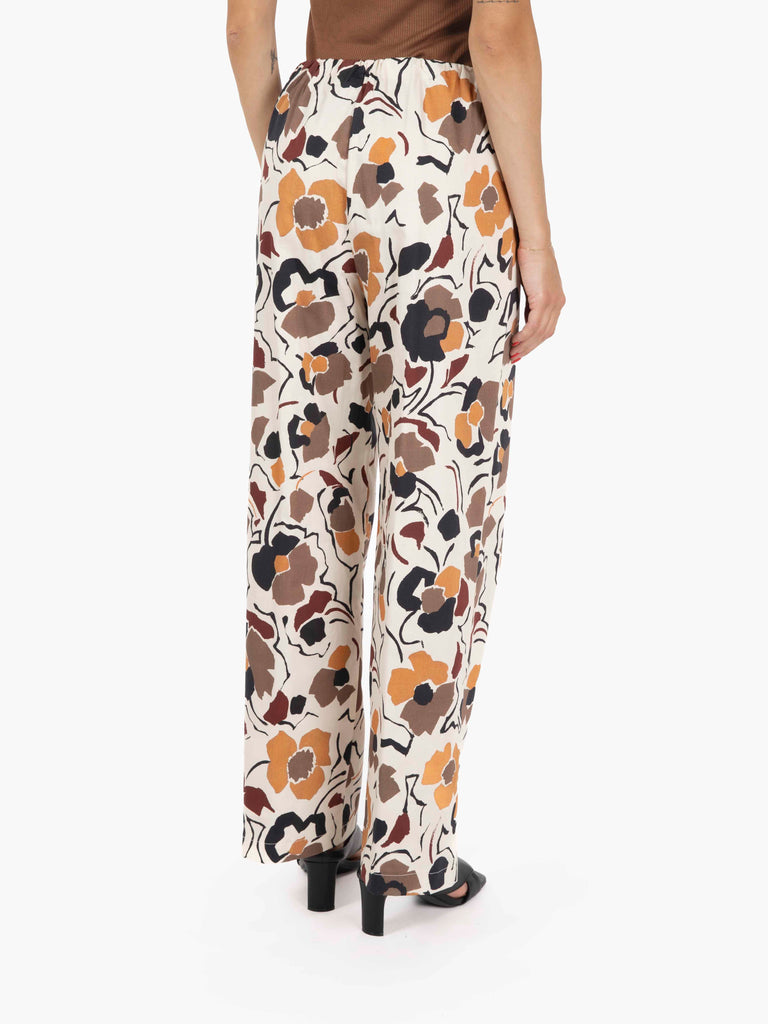 STIMM - Pantaloni palazzo a fiori beige / moro
