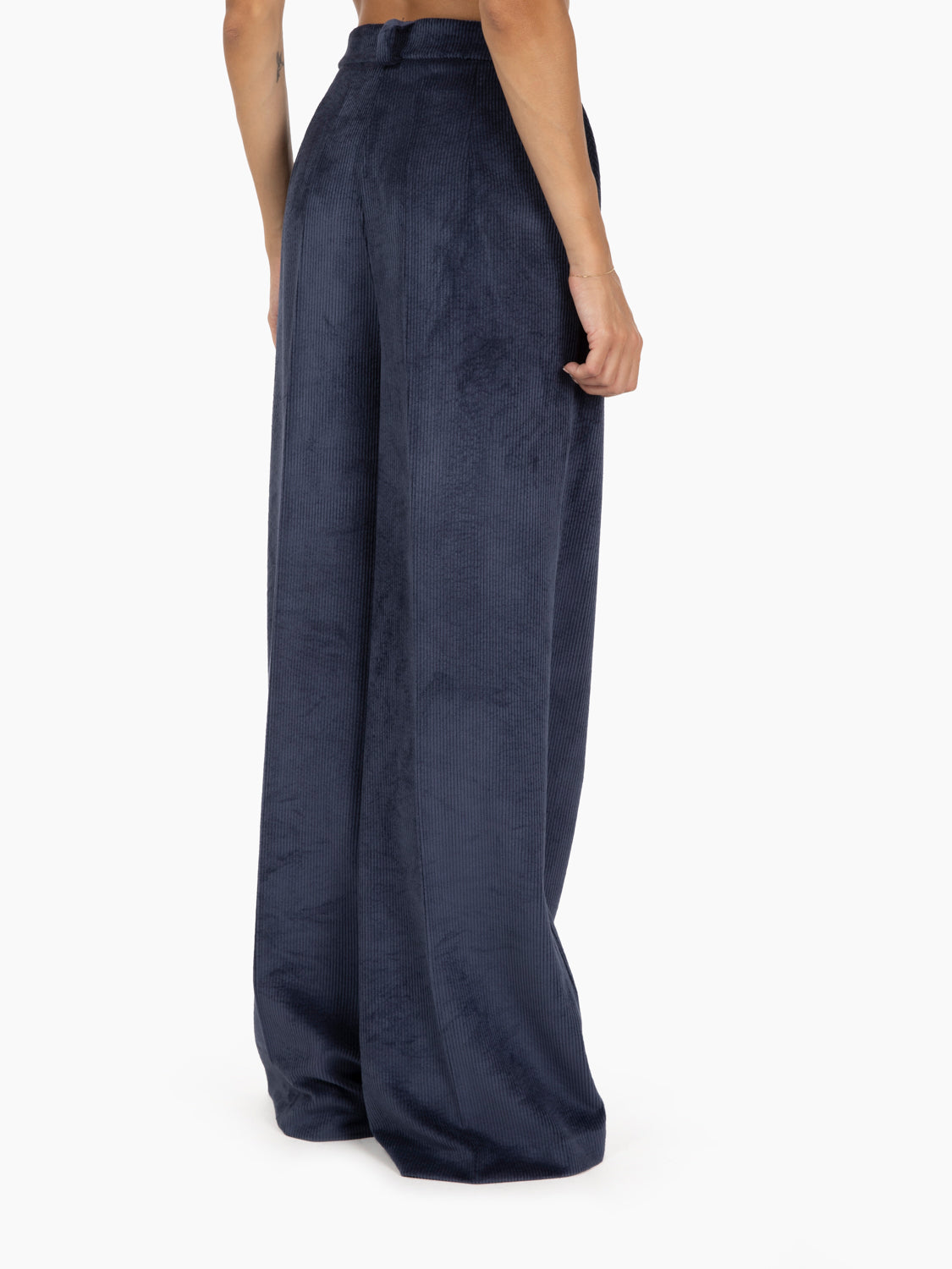 Pantaloni palazzo in velluto a coste blu