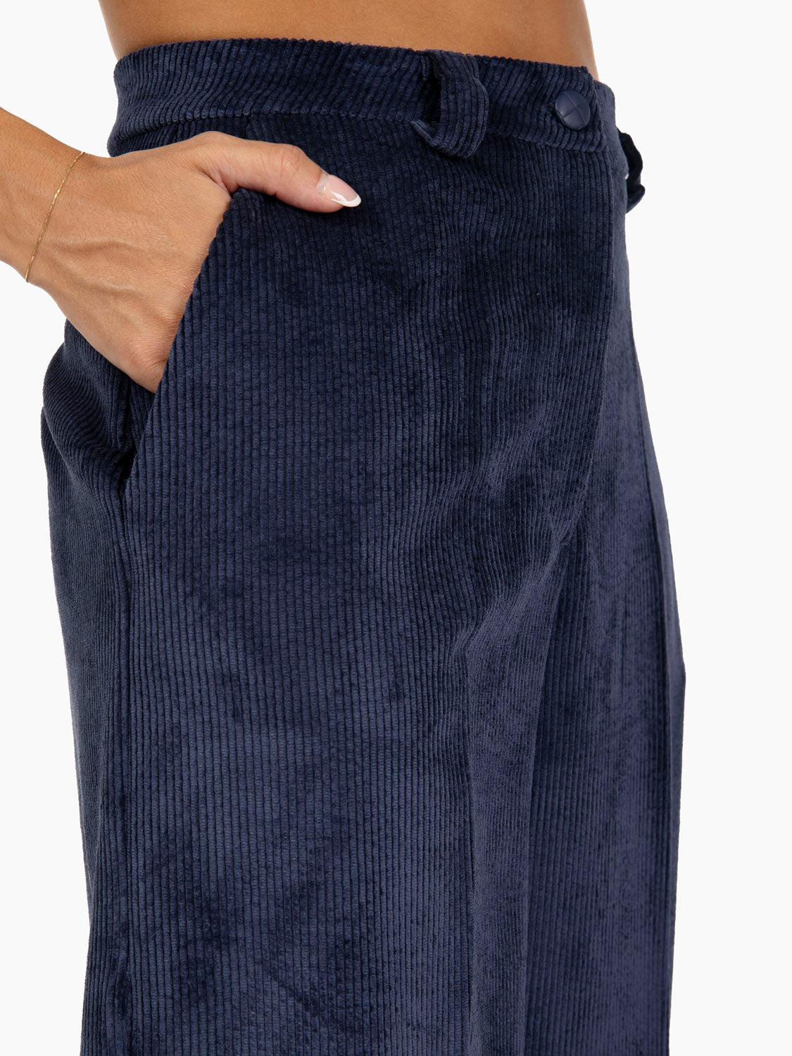 Pantaloni palazzo in velluto a coste blu