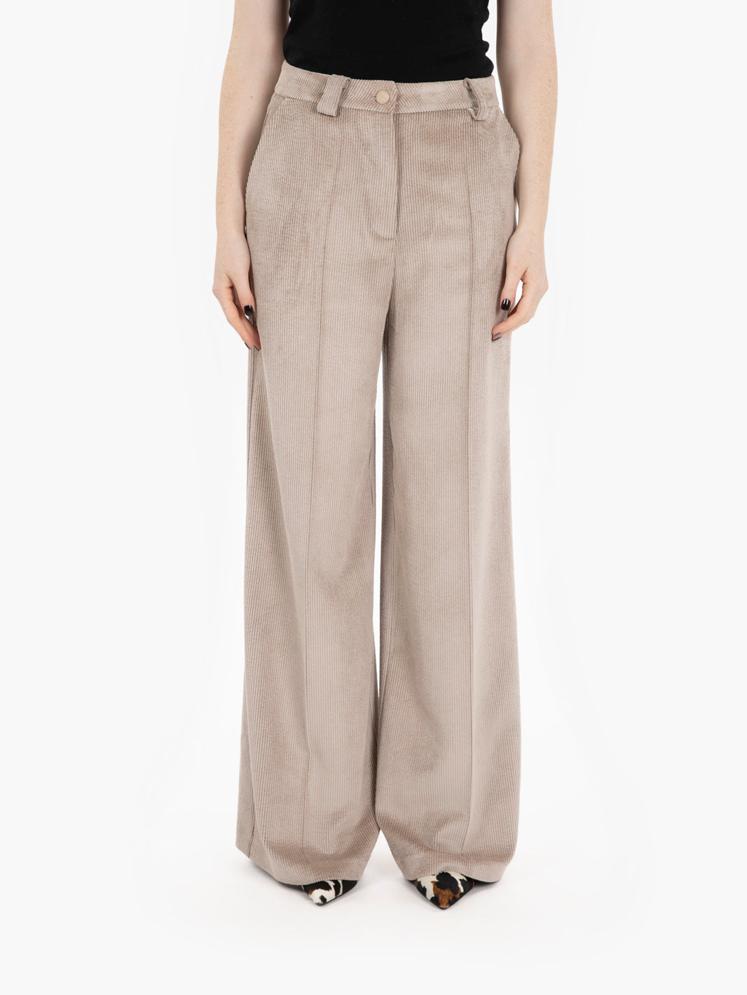 Dove grey corduroy palazzo trousers